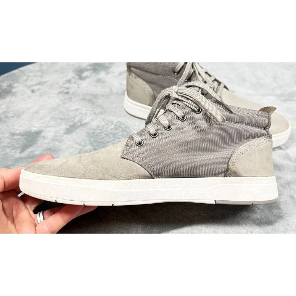 Timberland Mens 10 Chukka Sneakers Tan Nubuck Leather Canvas Lace Up Casual